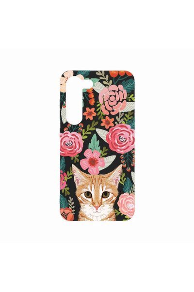 bestcase Θήκη, Συμβατή με Samsung Galaxy S23 Plus, Γάτα και Λουλούδια, Ανθεκτ...