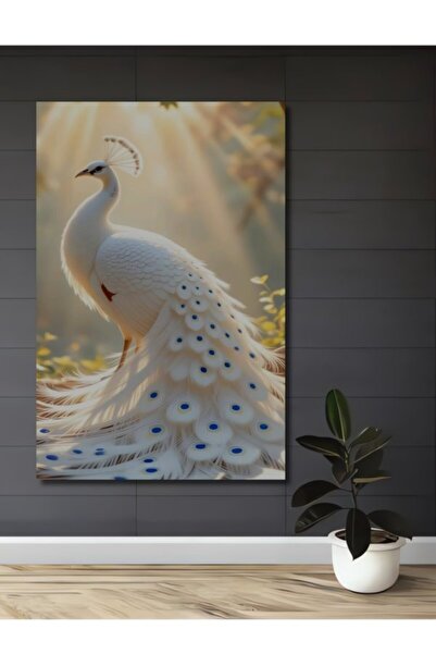 Teona Ahşap Η Μαγεία των Λευκών Φτερών: Ξύλινο Διακοσμητικό Τραπέζι με Ελαιογ...