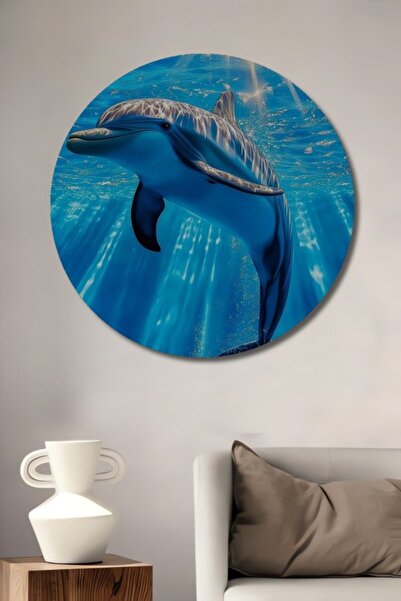 Teona Ahşap Ξύλινο διακοσμητικό τραπέζι με ελαιογραφία με εμφάνιση δελφινιών ...