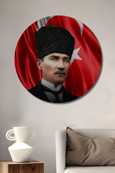 Teona Ahşap Στρογγυλό Ξύλινο Διακοσμητικό Τραπέζι Μουσταφά Κεμάλ Ατατούρκ για...