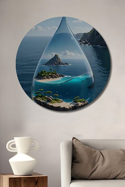 Teona Ahşap Διακοσμητικό ξύλινο τραπέζι με ελαιογραφία που μοιάζει με λαδομπο...