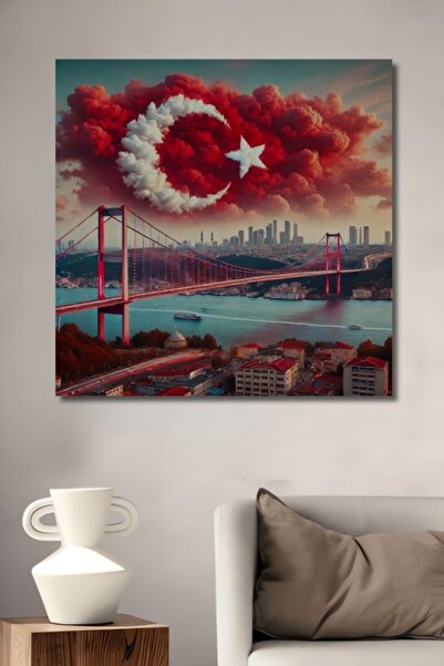 Teona Ahşap Πανέμορφο τοπίο Τουρκίας με ελαιογραφία, ξύλινο διακοσμητικό τραπ...