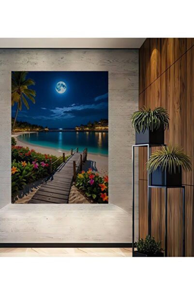 Teona Ahşap Τροπικό Νυχτερινό Τοπίο Ξύλινο Διακοσμητικό Τραπέζι για Σπίτι, Εί...