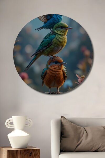 Teona Ahşap Στρογγυλό Ξύλινο Διακοσμητικό Πίνακα με Ελαιογραφία  "Οι Χοροί τω...