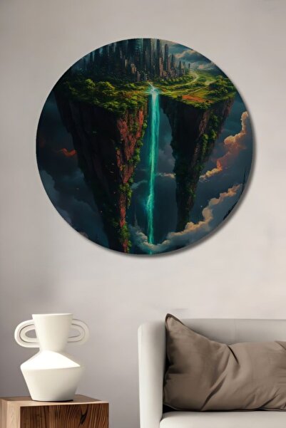 Teona Ahşap Στρογγυλή ιπτάμενη πόλη με φουτουριστικό τοπίο, ξύλινη διακοσμητι...