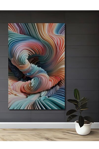 Teona Ahşap Αφηρημένο Ξύλινο Διακοσμητικό Πίνακα με Κυματιστά Χρώματα για Σπί...