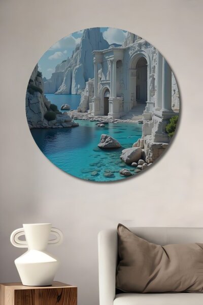 Teona Ahşap Στρογγυλό Ξύλινο Διακοσμητικό Τραπέζι με Αντίκες Λευκό Σπίτι και ...