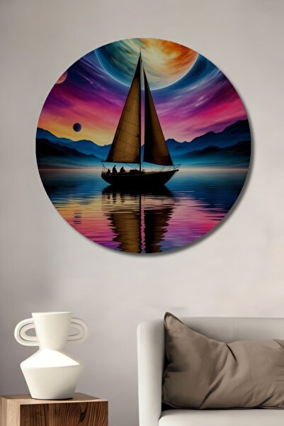 Teona Ahşap Στρογγυλό Ξύλινο Διακοσμητικό Τραπέζι Ουράνιας Ταξιδιωτικής Ιστορ...