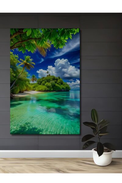 Teona Ahşap Τροπικός Παράδεισος, Ηλιόλουστο Νησί, Τοπίο με Ελαιογραφία, Ξύλιν...