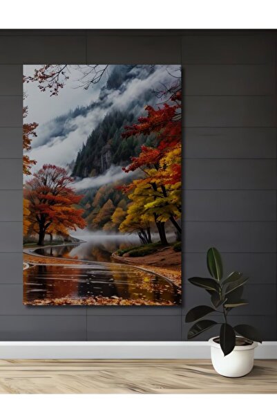 Teona Ahşap Μαγευτικό Φθινοπωρινό Τοπίο, Ξύλινο Διακοσμητικό Τραπέζι με Ελαιο...