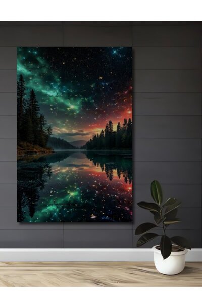 Teona Ahşap Ξύλινο Διακοσμητικό Τραπέζι με Σκηνικό Δάσους Γαλαξία για Σπίτι, ...