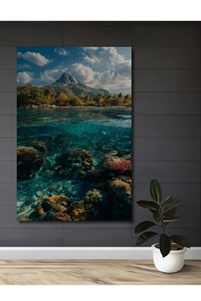 Teona Ahşap Τροπική Νησία και Υποθαλάσσια Ζωή Ξύλινο Διακοσμητικό Τραπέζι για...