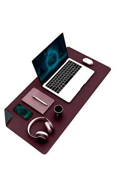 KlasseGear Çift Renk Deri Mousepad Laptop Bilgisayar Için 80x40 Cm Bordo ve İ...