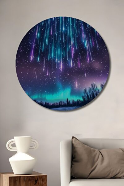 Teona Ahşap Στρογγυλό Ξύλινο Διακοσμητικό Πίνακα Ψηφιακής Τέχνης με Κοσμική Β...