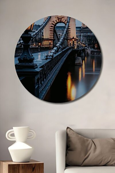 Teona Ahşap Στρογγυλή Ξύλινη Διακοσμητική Ζωγραφική με Ελαιογραφία Απομίμησης...