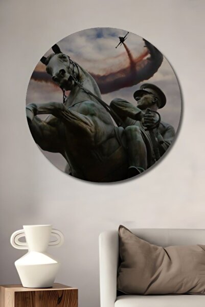 Teona Ahşap Στρογγυλό Ξύλινο Διακοσμητικό Πίνακα με Αναμνηστικό Αλόγων του Ατ...