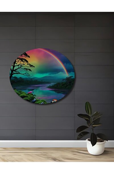 Teona Ahşap Διακοσμητικό ξύλινο τραπέζι με ελαιογραφία με θέμα τον ουρανό των...