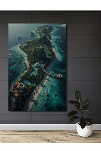 Teona Ahşap Τροπικό Καταπληκτικό Τοπίο Νησιού, Ξύλινο Διακοσμητικό Τραπέζι γι...