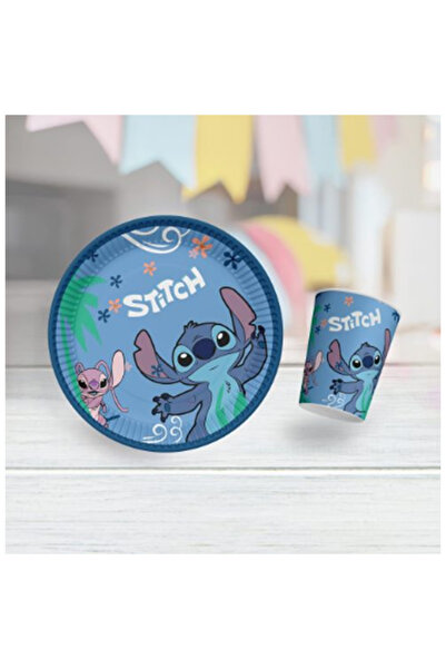 Balonsan Stitch Birthday Set for 8 People (Plate-Cup-Napkin-Corn Box-Toothpic...