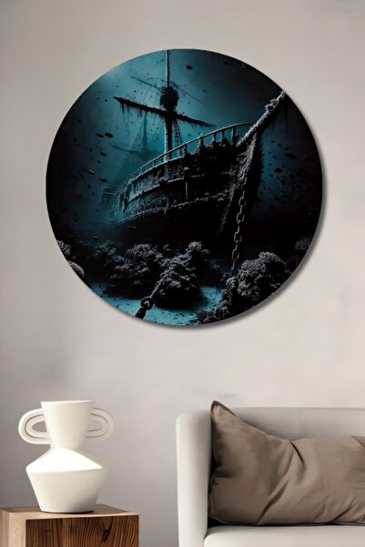 Teona Ahşap Στρογγυλό ξύλινο διακοσμητικό τραπέζι με εμφάνιση εμπολυμένου πλο...