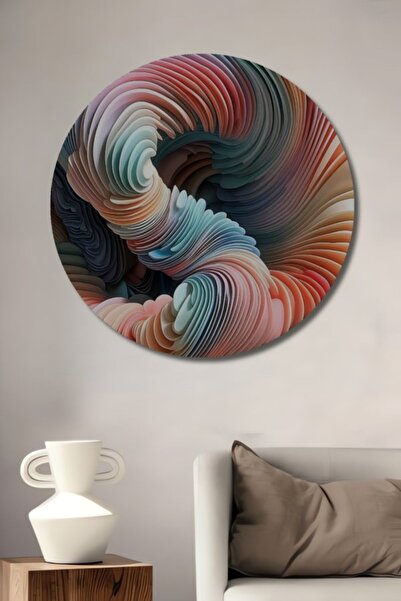 Teona Ahşap Στρογγυλό Αφηρημένο Κυματιστό Ξύλινο Διακοσμητικό Πίνακα Χρωμάτων...