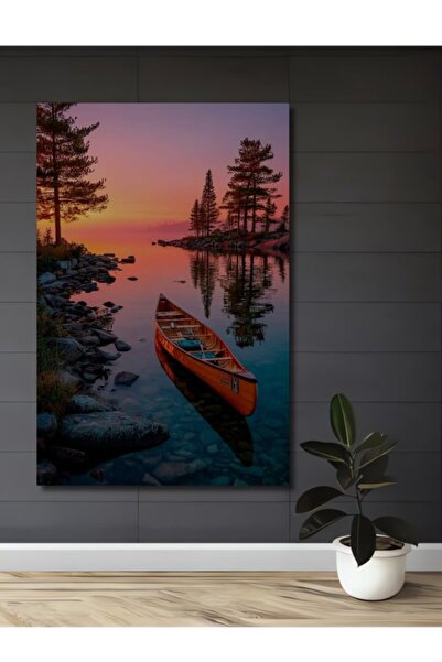 Teona Ahşap Sakin Göl Ξύλινος Διακοσμητικός Πίνακας από Καμβά για Σπίτι, Είσο...