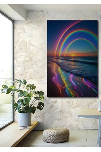 Teona Ahşap Ξύλινο διακοσμητικό τραπέζι με εφέ ακουαρέλας Rainbow Coast, για ...