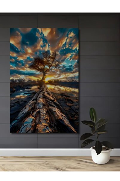 Teona Ahşap Μυστηριώδης Ξύλινη Διακοσμητική Πινακίδα με Ξύλινο Δέντρο στο Ηλι...