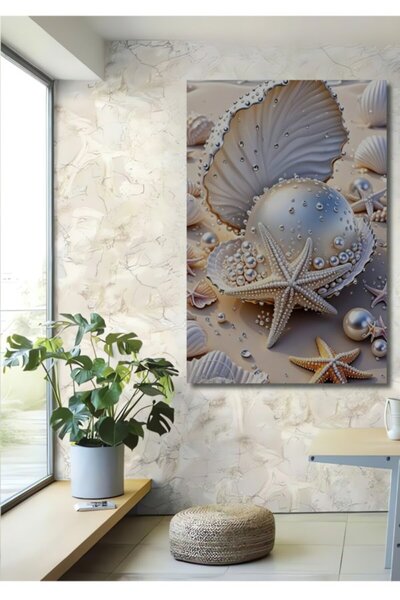 Teona Ahşap Διακοσμητικός Ξύλινος Πίνακας με Αστερίες και Κοχύλια, για Σπίτι,...