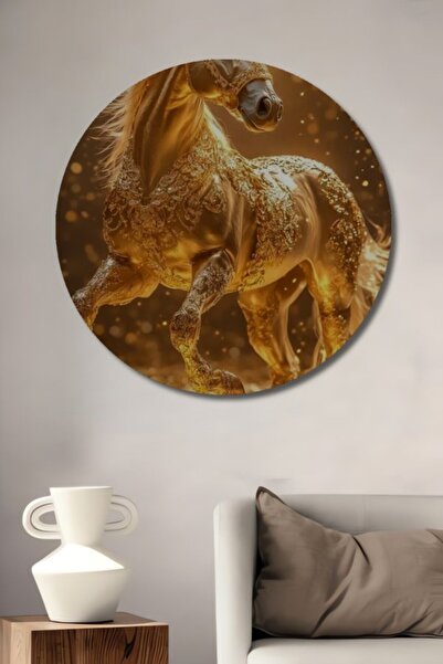 Teona Ahşap Ξύλινο διακοσμητικό τραπέζι μοντέρνας τέχνης με στρογγυλό χρυσό ά...