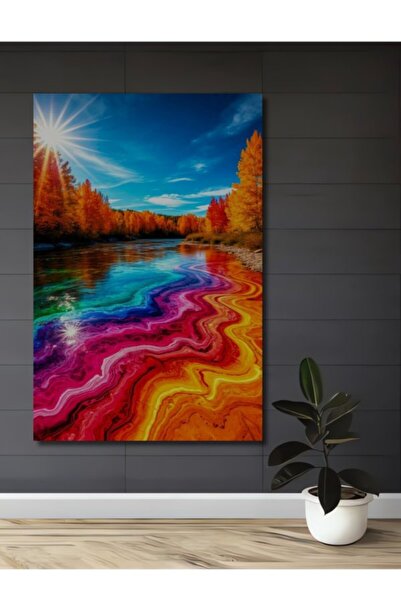 Teona Ahşap Color Wheel River Landscape Ψηφιακή Εκτύπωση Ξύλινο Διακοσμητικό ...