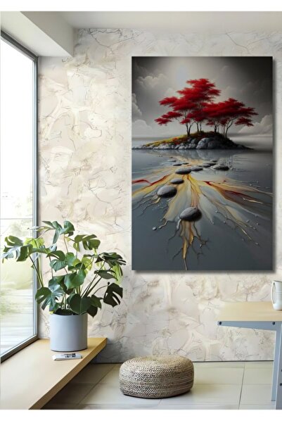 Teona Ahşap Ξύλινο διακοσμητικό τραπέζι με μοντέρνα τέχνη που απεικονίζει κόκ...