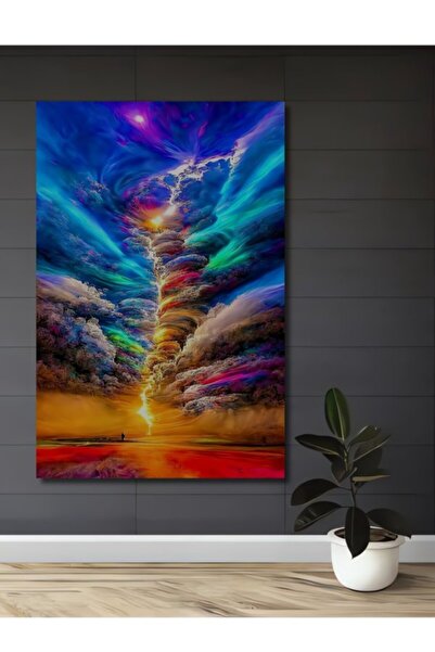 Teona Ahşap Διακοσμητικός ξύλινος πίνακας με εφέ ελαιογραφίας "Sky Tearing Co...