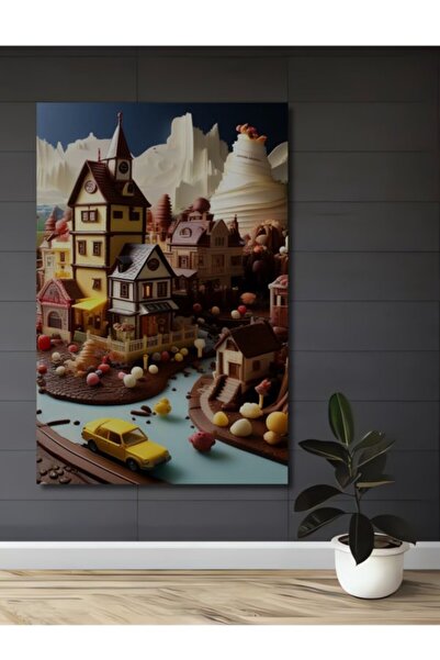 Teona Ahşap Γλυκό Αστικό Τοπίο Ξύλινο Διακοσμητικό Τραπέζι για Σπίτι, Είσοδο,...