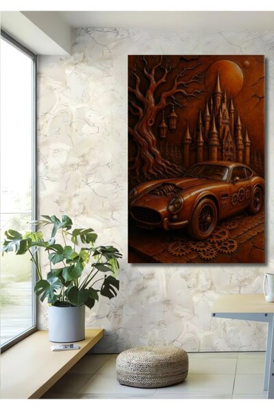 Teona Ahşap Ρετρό Φουτουριστικό Αυτοκίνητο και Ξύλινο Διακοσμητικό Τραπέζι Κά...