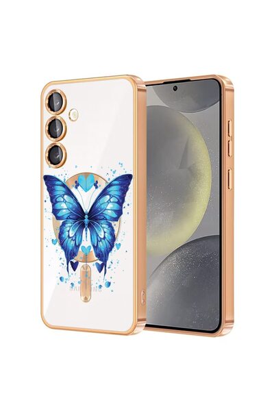 bestcase Πολυτελής Θήκη MagSafe, Συμβατή με Samsung Galaxy A35, Μπλε Πεταλούδ...