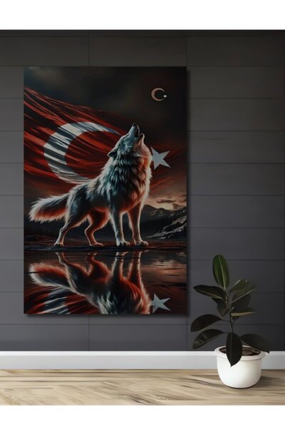 Teona Ahşap Ξύλινο διακοσμητικό τραπέζι με ελαιογραφία με σημαία Μποζκούρτ Αγ...