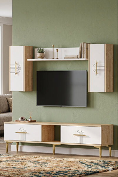 YUMEDİ DESİGN TVR1515DB - SHUMEN TV ÜNİTESİ TAKIMI 150CM SAFİRMEŞE-BEYAZ