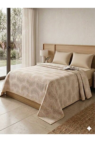 ŞENER HOME Σετ σεντόνια με σχέδιο Delta, ελαστικά, διπλά, από πικέ - Καφέ