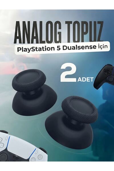 Playstation 5 Dualsense Uyumlu Analog Topuz 2 Adet Başlık PS5 Kol Yedek Parça Siyah