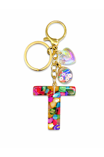 Agatella Tasarım Mixed Color Letter t Keychain – Stylish Resin Bag and Wallet...