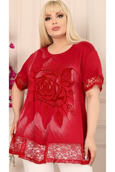 Kheos Φούστα με στάμπα τριαντάφυλλο και κοντομάνικο τουνίκ με δαντέλα στις μα...