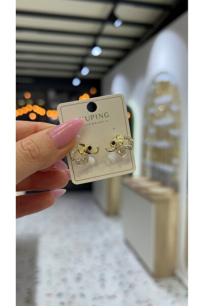 SU PERİSİ TAKI BİJUTERİ XUPİNG KARARMAZ 14K GOLD MİNİK FİLLİ ÇOCUK KÜPESİ