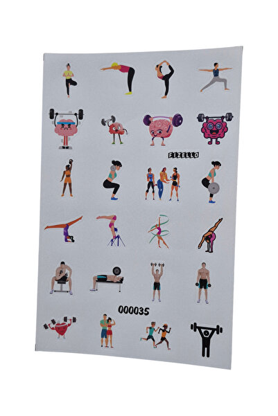 Fizello Set de autocolante pregătite pentru fitness - 24 de etichete - Decupa...