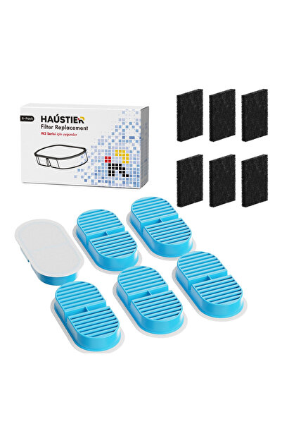 Haustier W2 Filtre Otomatik Kedi Su Sebili Uyumlu W2 Filtre Seti (6 Adet)