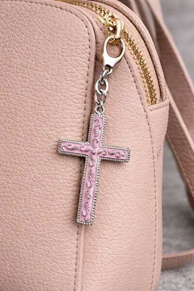 HER ŞEY NOTA www.herseynota.com Pink Gothic Cross Figured Metal Keychain Unis...