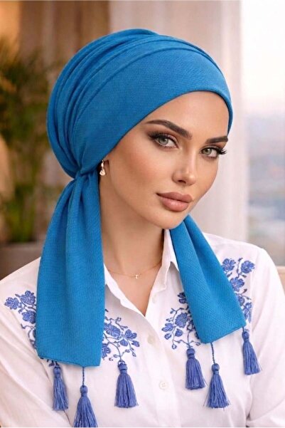 Aişe tesettür Μπλε Κασκόλ Σαξ