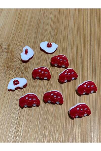 Lorin hobi Car Shaped Plastic Baby Button with Bottom Mount 16 mm 10 Pcs Red