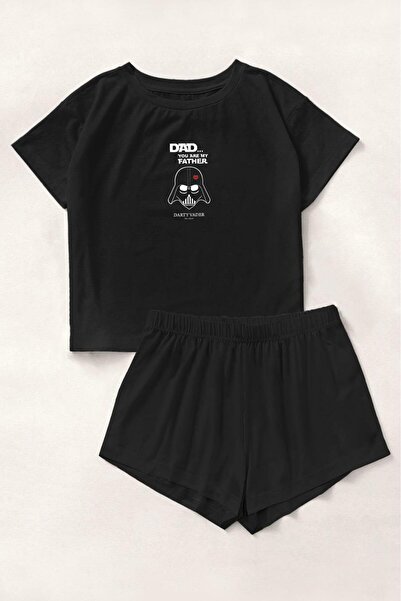 Silona Homewear Μαύρο Σετ Σορτς Μπαμπού Darty Vader