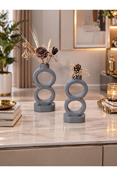 Zigzag Home Διακοσμητικό Σετ Βάζων 2 τεμαχίων σε Μοντέρνο Σχεδιασμό Μποέμ Στυ...
